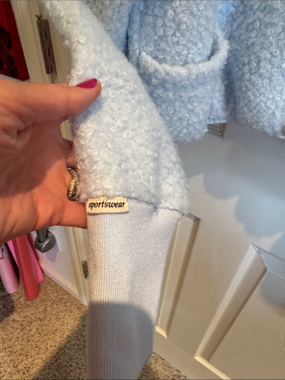 Nike Light Blue Sherpa Cropped Half-Zip Pullover. Worn once. - Picture 4 of 8